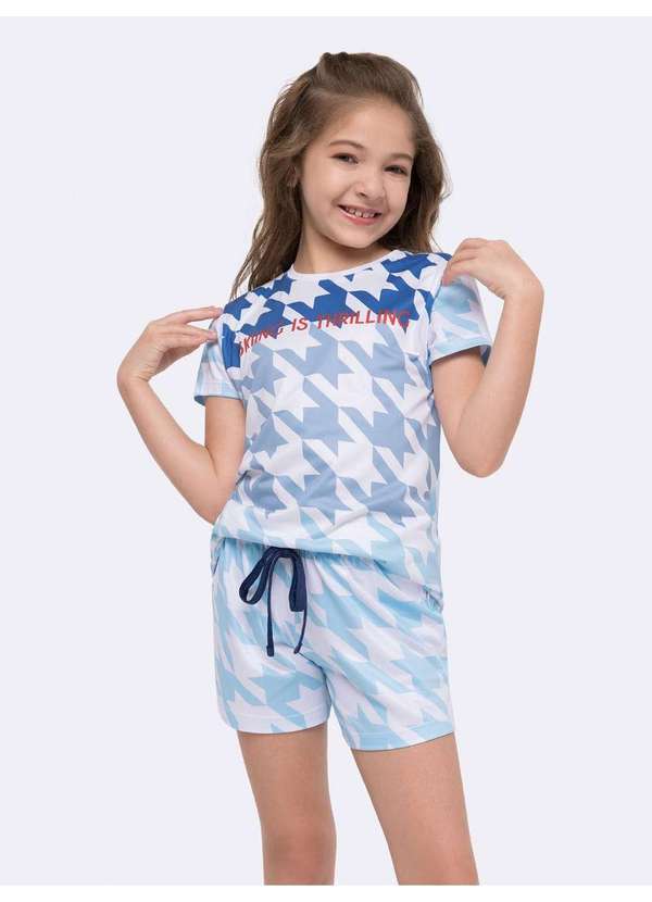 Veggi - Pijama Manga Curta com Short Infantil Branco