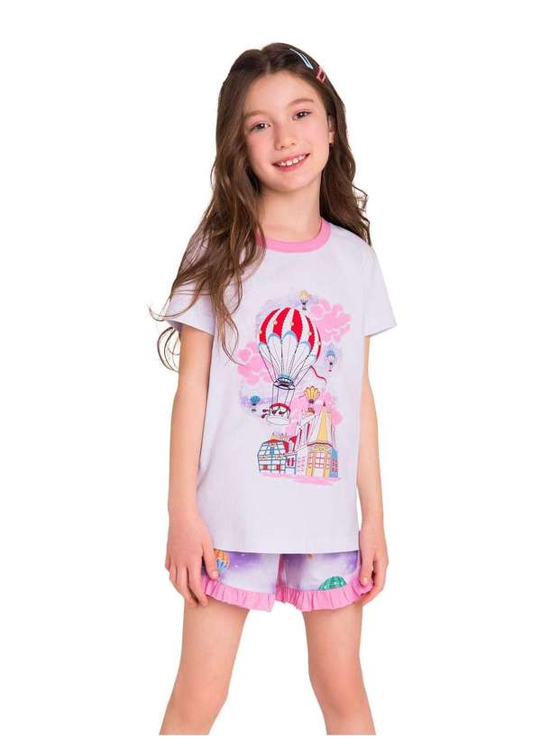 Veggi - Pijama Manga Curta Feminino com Kit de Canetinhas Acrilex Rosa