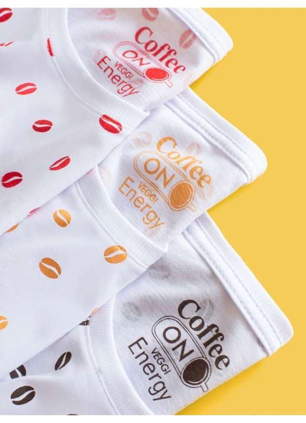 Veggi - Pijama Manga Curta Infantil Coffee Combo Energia Vermelho Branco