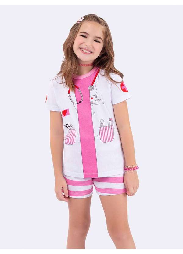 Veggi - Pijama Manga Curta Infantil Doutora - Acompanha Canetinha Acrilex Branco 2