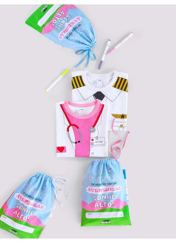 Veggi - Pijama Manga Curta Infantil Doutora - Acompanha Canetinha Acrilex Branco 5