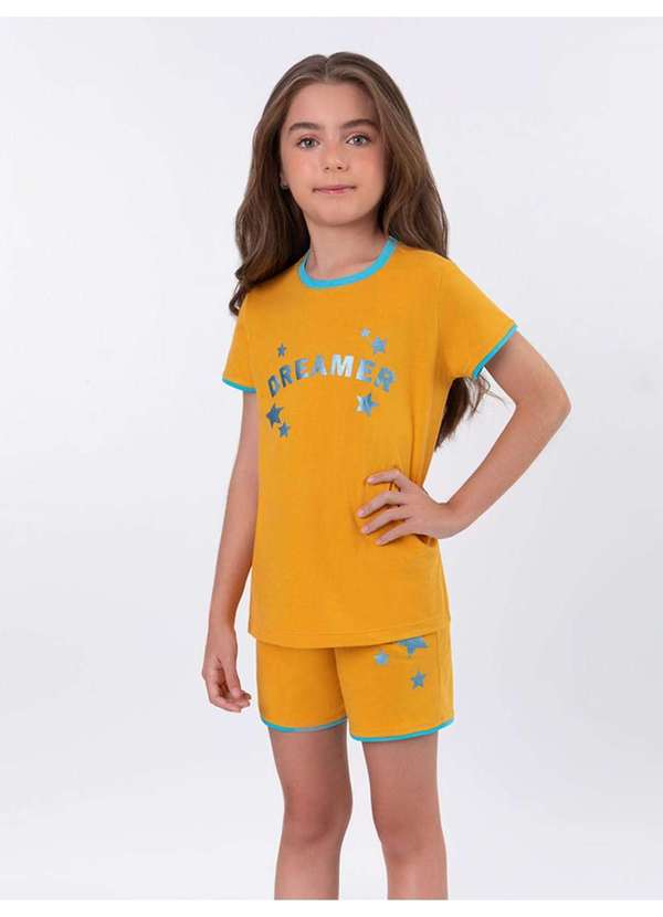 Veggi - Pijama Manga Curta Infantil Dreamer Amarelo