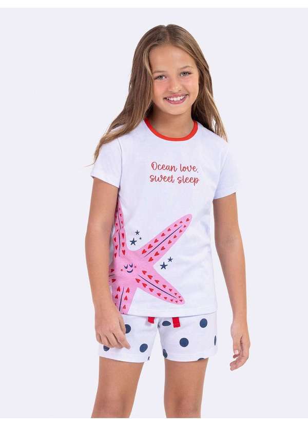 Veggi - Pijama Manga Curta Infantil Ocean Branco