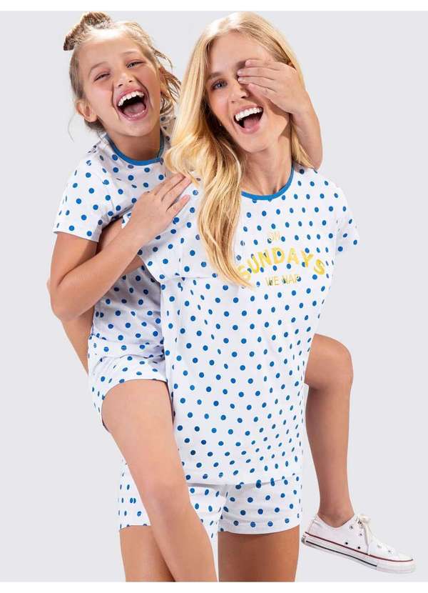 Veggi - Pijama Manga Curta Infantil On Sundays Branco 3