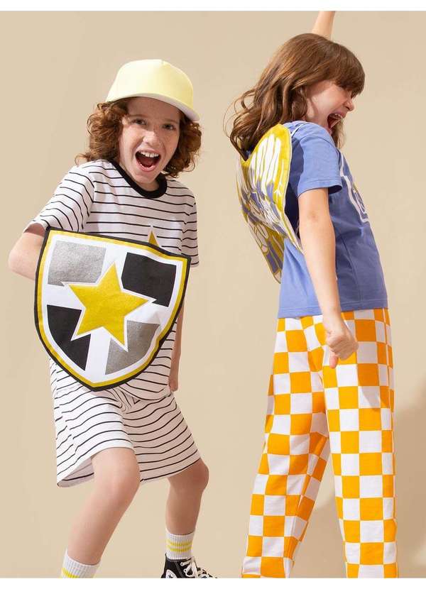 Veggi - Pijama Manga Curta Infantil Super Herói com Escudo Branco 2