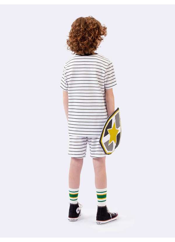 Veggi - Pijama Manga Curta Infantil Super Herói com Escudo Branco 3