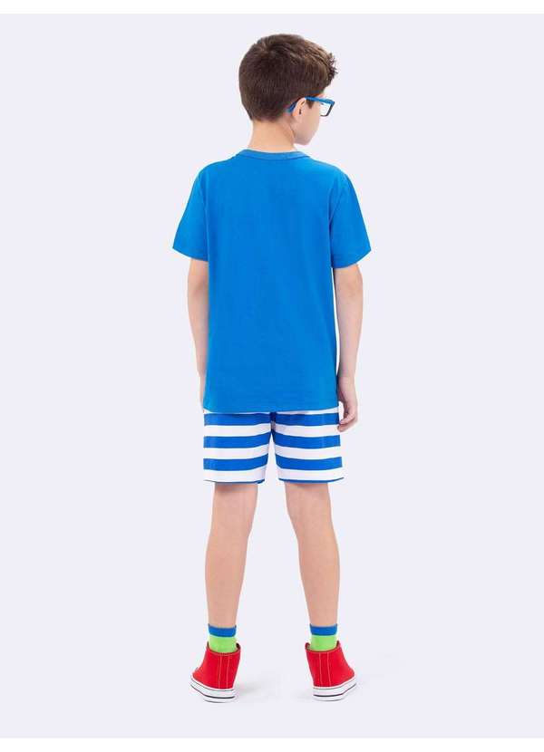 Veggi - Pijama Manga Curta Infantil Tubarão com Mochila Azul 3