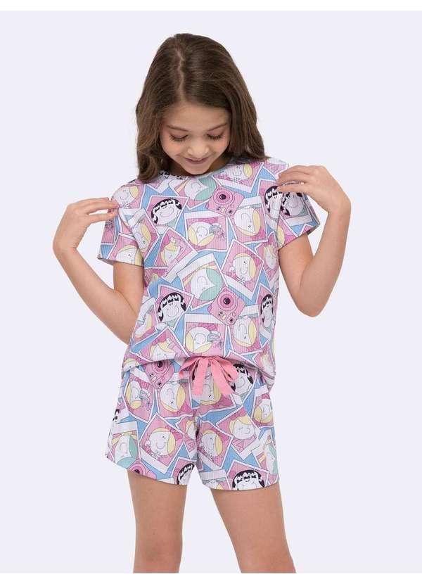 Veggi - Pijama Manga Curta Infantil Turma da Bia Azul