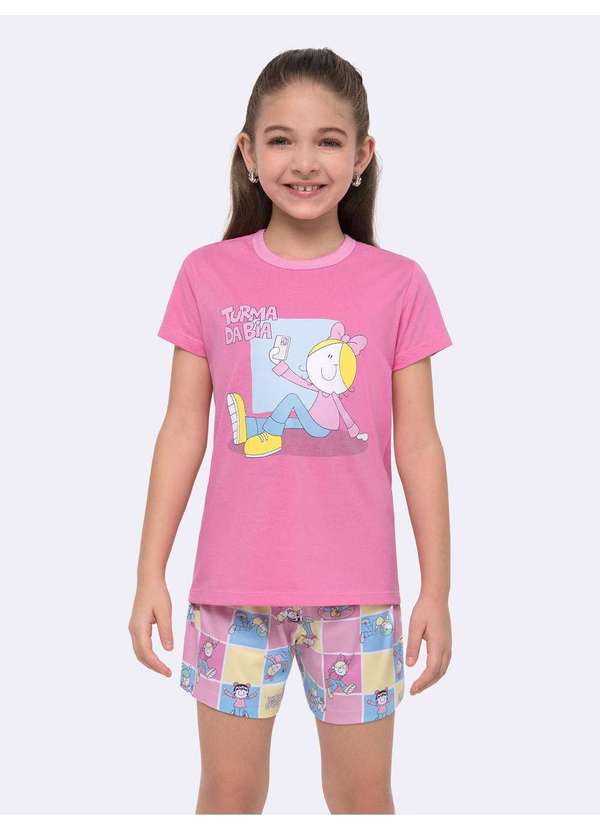 Veggi - Pijama Manga Curta Infantil Turma da Bia Rosa