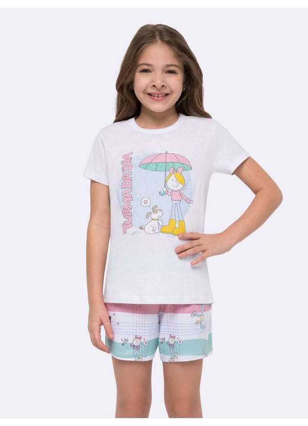 Veggi - Pijama Manga Curta Infantil Turma da Bia Branco