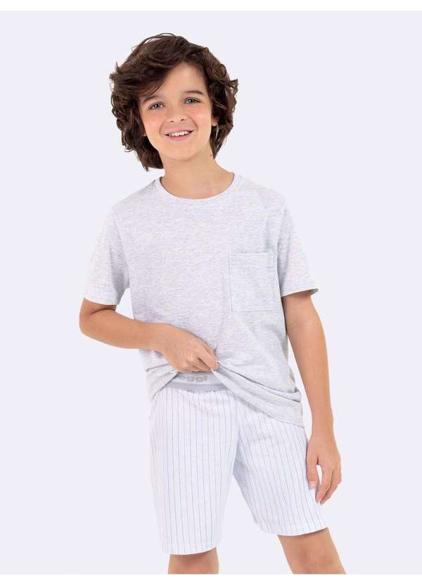 Veggi - Pijama Manga Curta Masculino Infantil Cinza Cinza