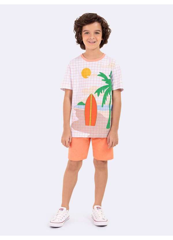 Veggi - Pijama Manga Curta Masculino Infantil Summer Branco