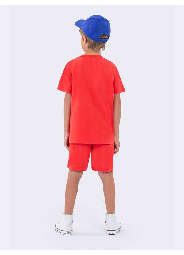 Veggi - Pijama Manga Curta Unissex Boo Brilha no Escuro Vermelho 3