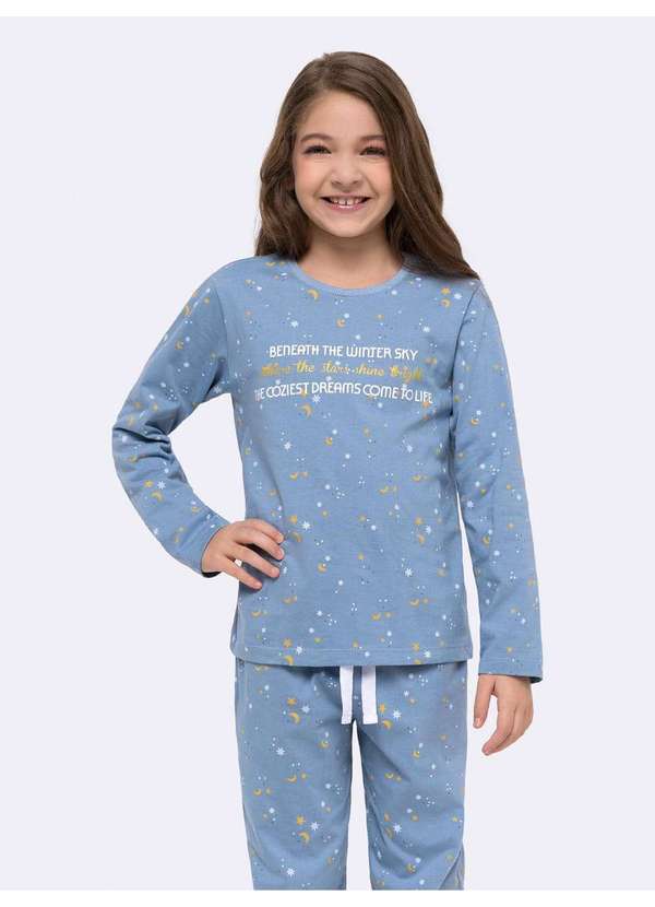 Veggi - Pijama Manga Longa com Calça Infantil Azul