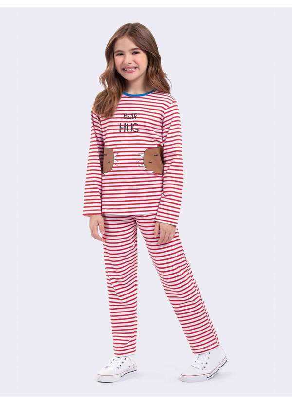 Veggi - Pijama Manga Longa Infantil Bear Hug Branco