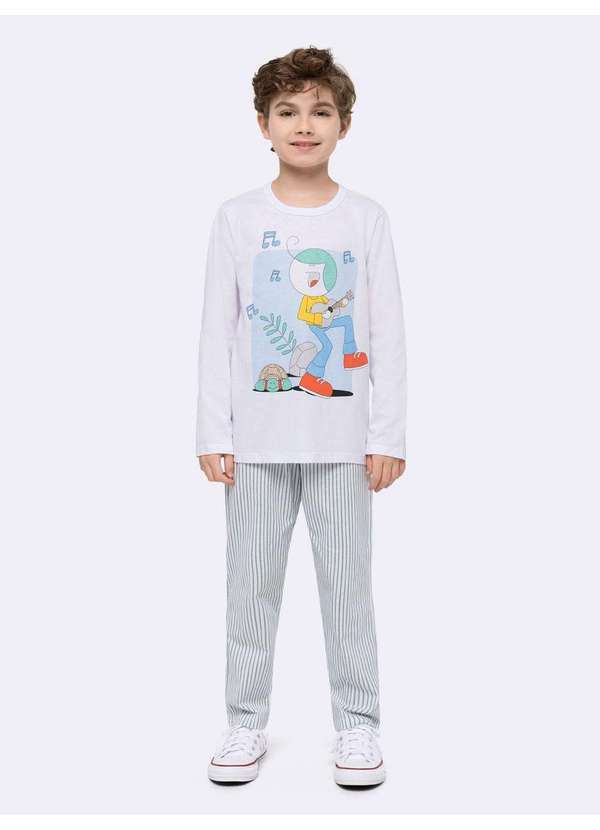 Veggi - Pijama Manga Longa Infantil Turma da Bia Branco
