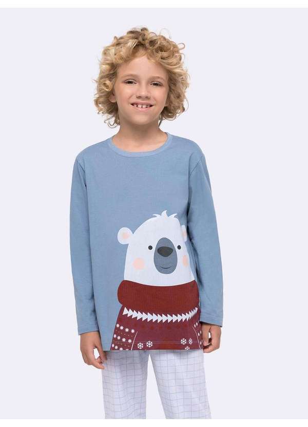 Veggi - Pijama Manga Longa Infantil Azul