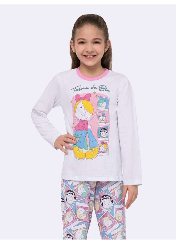Veggi - Pijama Manga Longo Infantil Turma da Bia Branco
