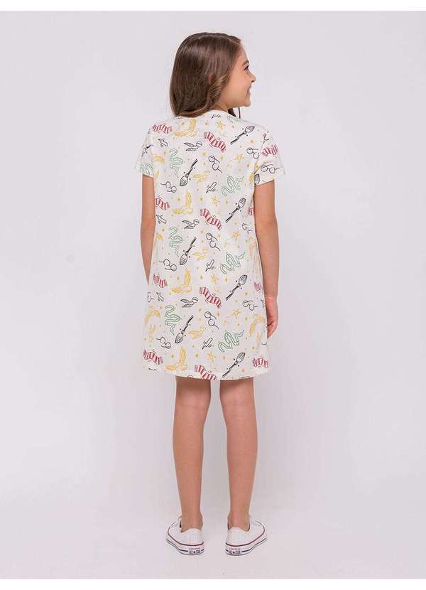 Veggi - Camisola Manga Curta Infantil Harry Potter em Malha Penteada Bege 3