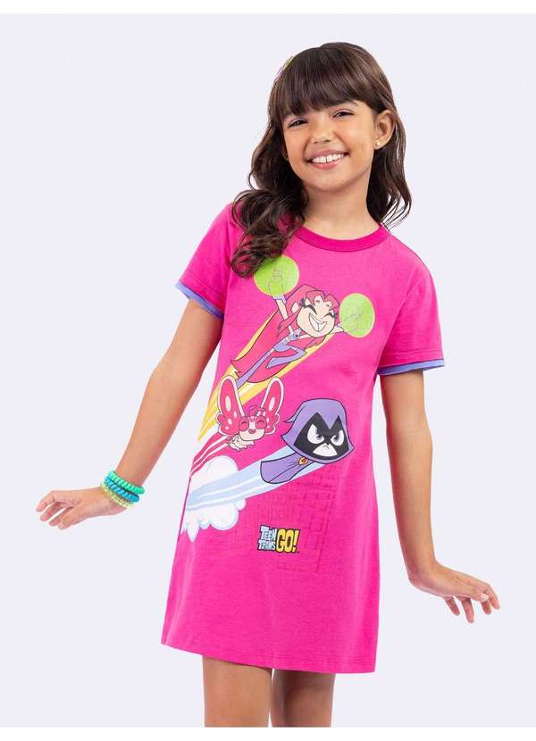 Veggi - Camisola Manga Curta Infantil Jovens Titãs Rosa