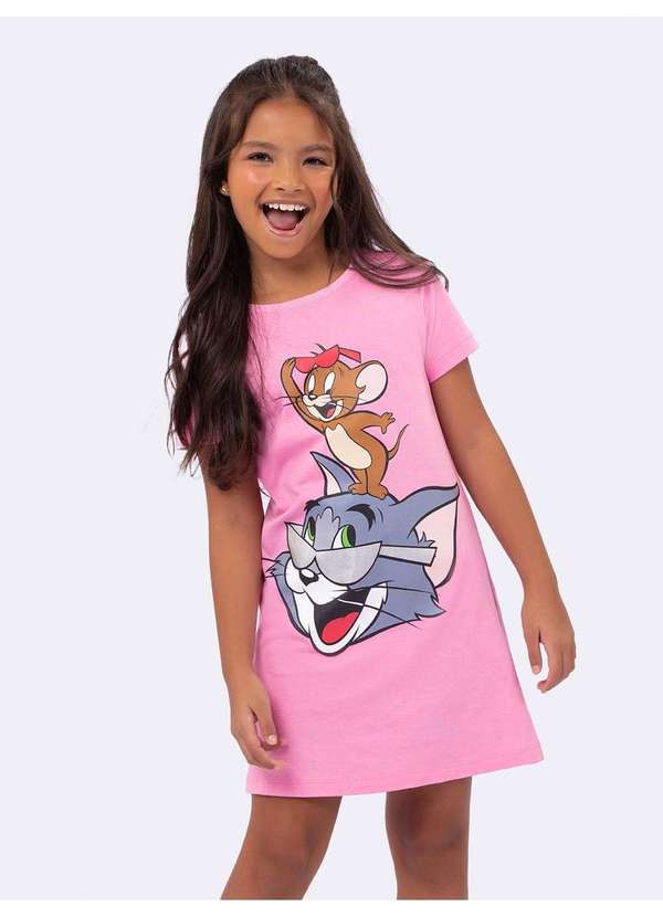 Veggi - Camisola Manga Curta Infantil Rosa Tom And Jerry Rosa