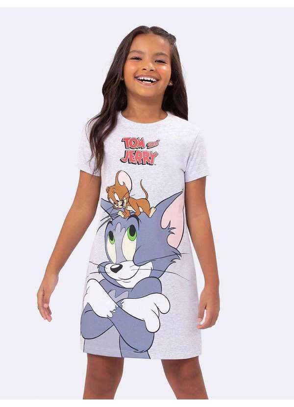 Veggi - Camisola Manga Curta Infantil Tom And Jerry Cinza 2