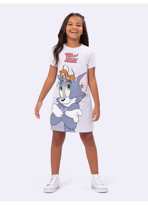 Veggi - Camisola Manga Curta Infantil Tom And Jerry Cinza 3