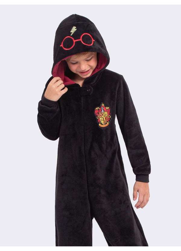 Veggi - Macacão com Capuz Harry Potter Grifinória Preto