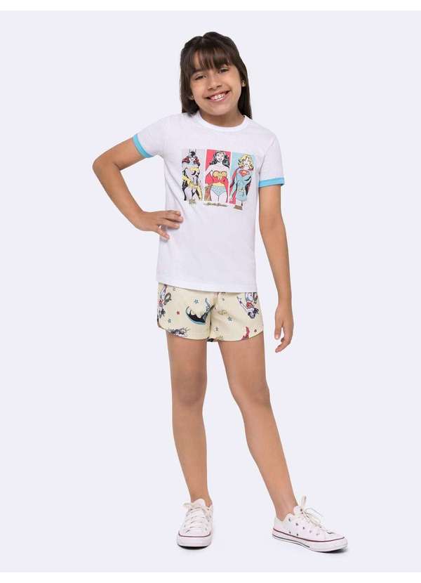 Veggi - Pijama Infantil Manga Curta Super-Heroínas Dc Comics Branco 2