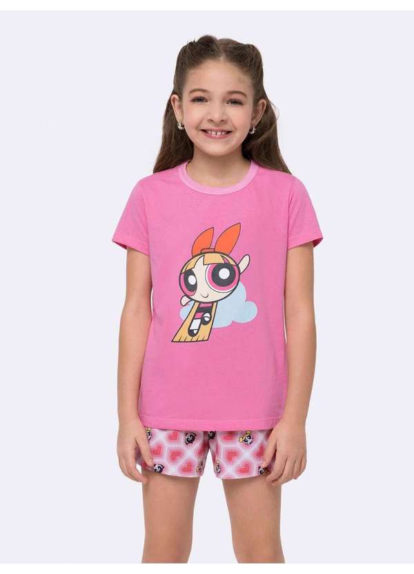 Veggi - Pijama Manga Curta Infantil as Meninas Superpoderosas Rosa