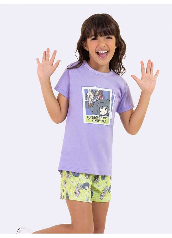 Veggi - Pijama Manga Curta Infantil Beetlejuice Roxo