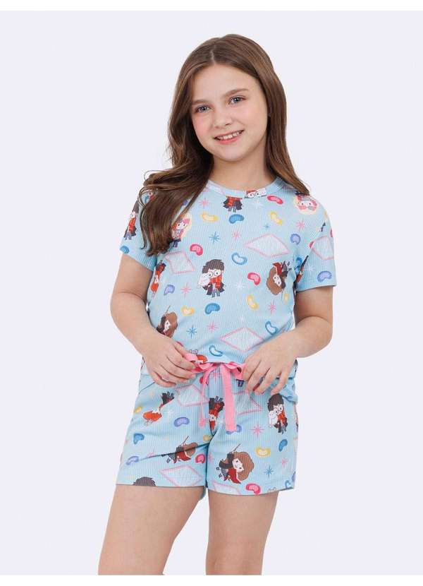 Veggi - Pijama Manga Curta Infantil Harry Potter Azul