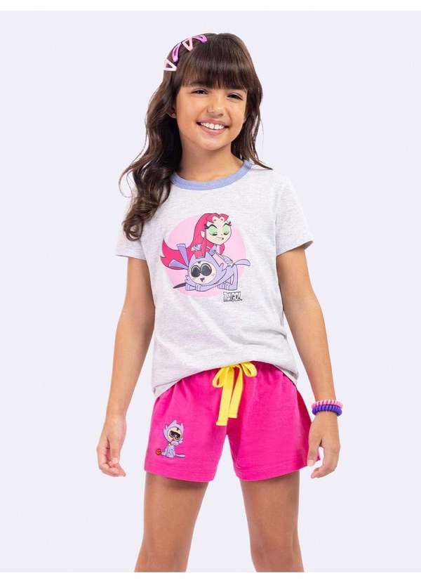 Veggi - Pijama Manga Curta Infantil Jovens Titãs Cinza