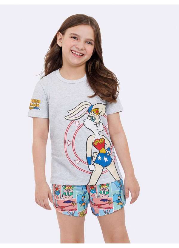 Veggi - Pijama Manga Curta Infantil Lola Bunny Cinza