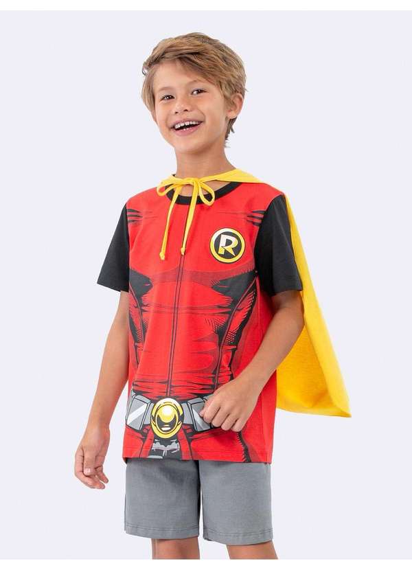 Veggi - Pijama Manga Curta Infantil Masculino Robin Vermelho
