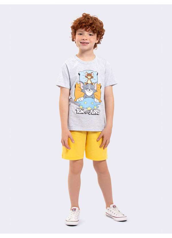 Veggi - Pijama Manga Curta Infantil Masculino Tom And Jerry Bons Sonhos Cinza