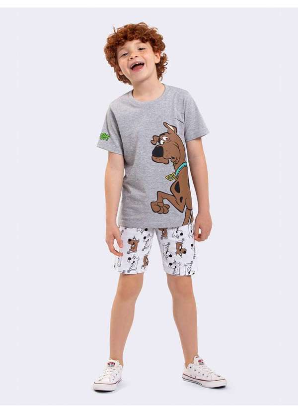 Veggi - Pijama Manga Curta Infantil Masculino Scooby-Doo Cinza 2