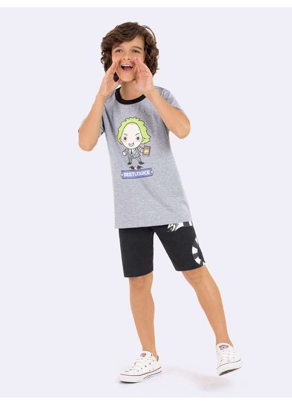 Pijama Infantil Meninos 2 Peças - Conjunto Manga Curta E Calça Com Estampa Colorida