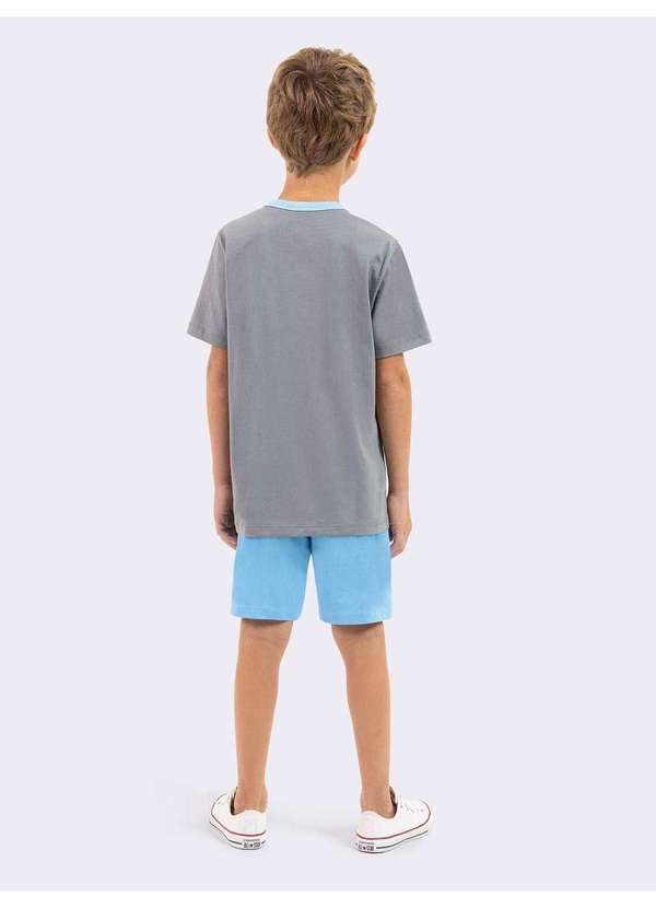 Veggi - Pijama Manga Curta Infantil Masculino Ciborgue Jovens Titãs Cinza