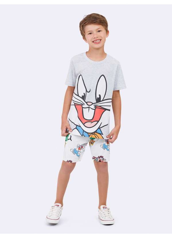 Veggi - Pijama Manga Curta Infantil Masculino Perna Longa Cinza 2