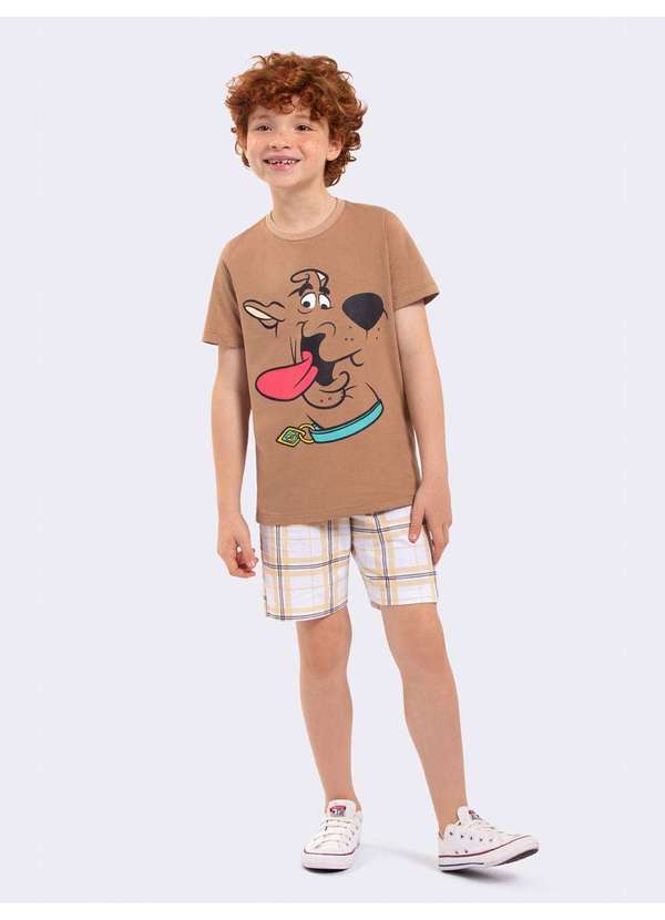 Veggi - Pijama Manga Curta Masculino Infantil Scooby-Doo Marrom 2