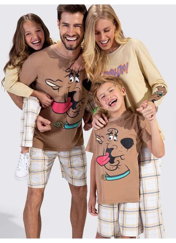 Veggi - Pijama Manga Curta Masculino Infantil Scooby-Doo Marrom 4