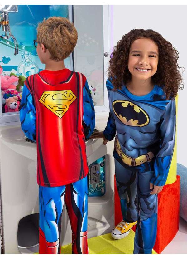 Veggi - Pijama Manga Longa Batman Cinza