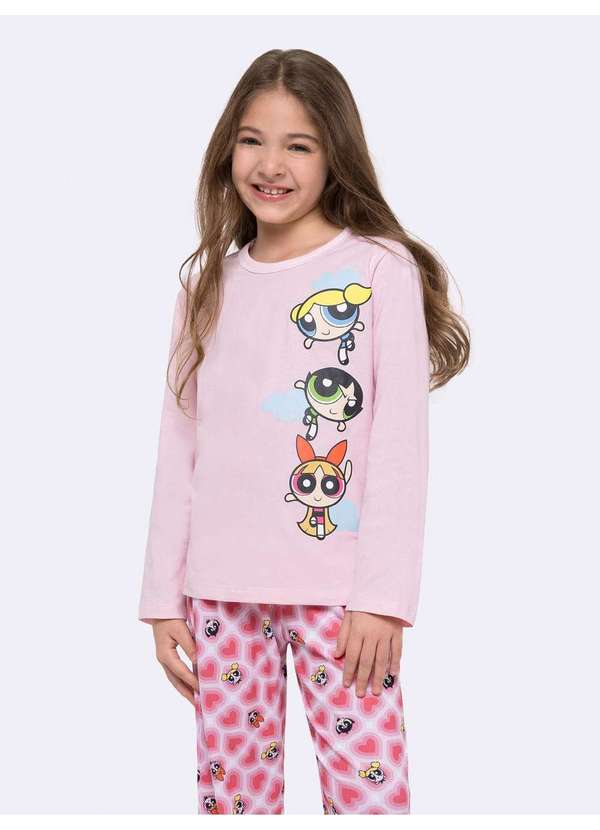Veggi - Pijama Manga Longa Infantil as Meninas Superpoderosas Rosa 3