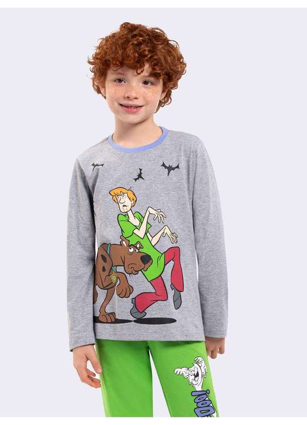 Veggi - Pijama Manga Longa Masculino Infantil Scooby-Doo Mystery Cinza