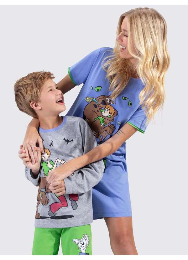Veggi - Pijama Manga Longa Masculino Infantil Scooby-Doo Mystery Cinza 4