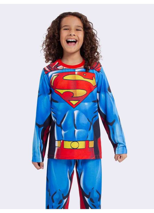 Veggi - Pijama Manga Longa Superman Azul