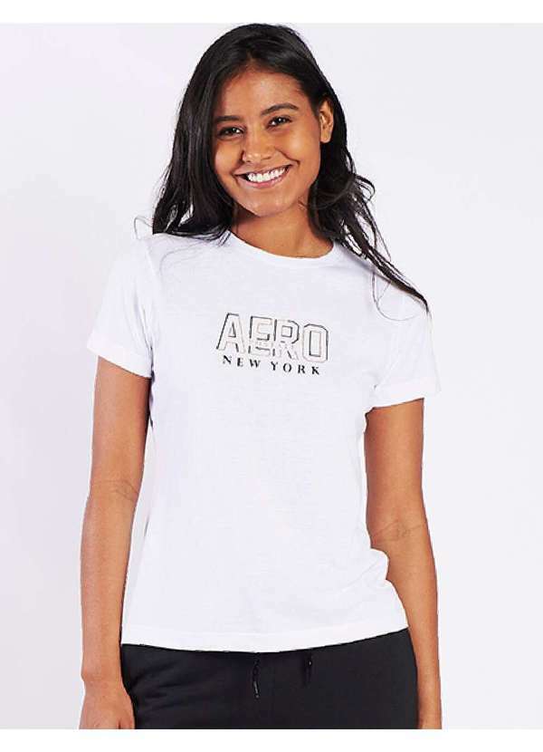 Aeropostale - Camiseta Manga Curta Feminino Silkada Aeropostale - Branco