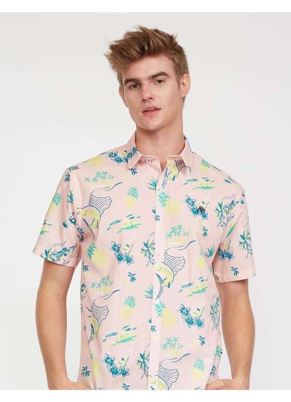 Aeropostale - Camisa Manga Curta Aéropostale Masculino - Rosa Claro