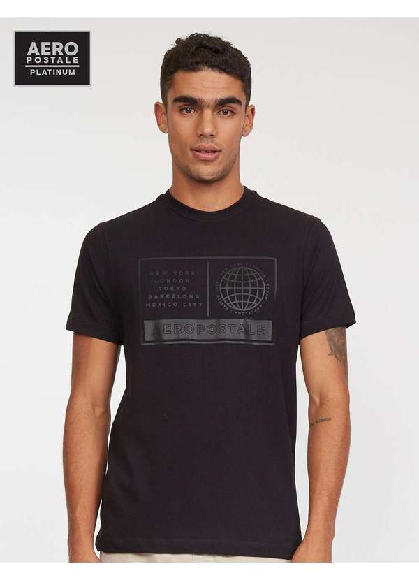 Aeropostale - Camiseta Manga Curta Masculino Silkada Aeropostale - Preto